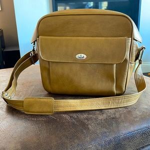 Vintage Samsonite Silhouette Tan Leather Travel Tote Bag / Crossbody / Carryon